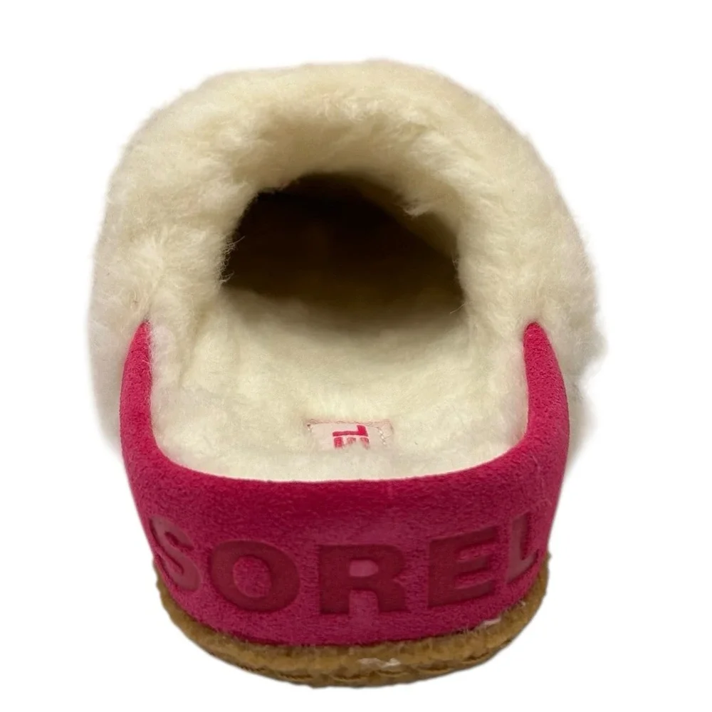 SOREL Nakiska Youth Girls Faux Fur Slippers Size 6 Pink - Silver‎ Animal Print